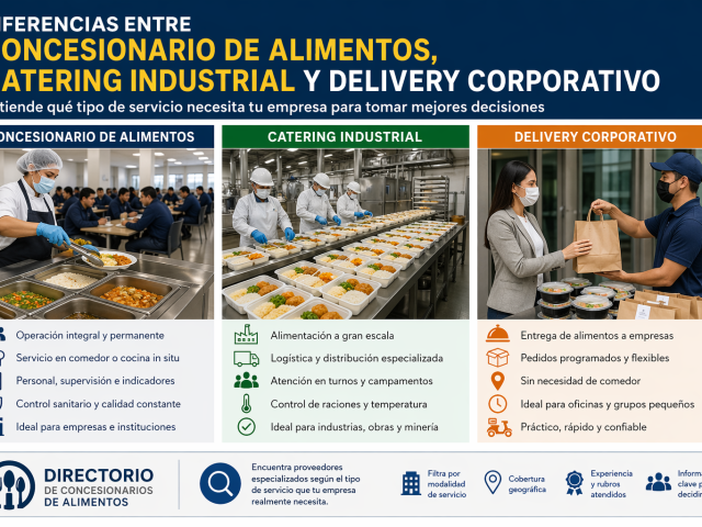 Diferencias entre concesionario de alimentos, catering industrial y servicio de delivery corporativo