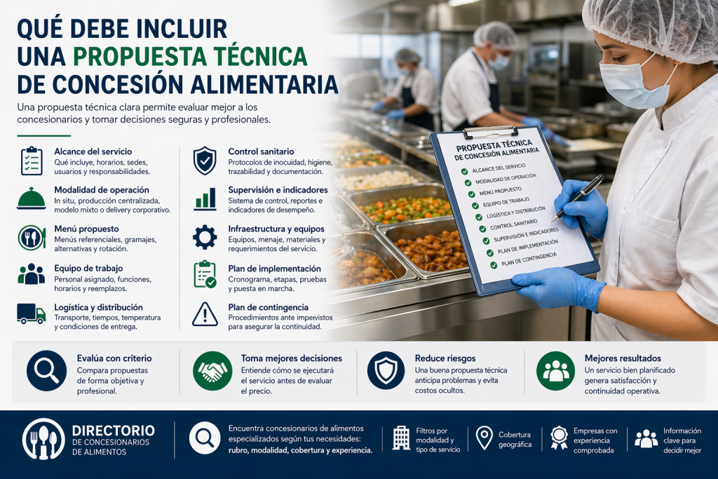 Qué debe incluir una propuesta técnica de concesión alimentaria
