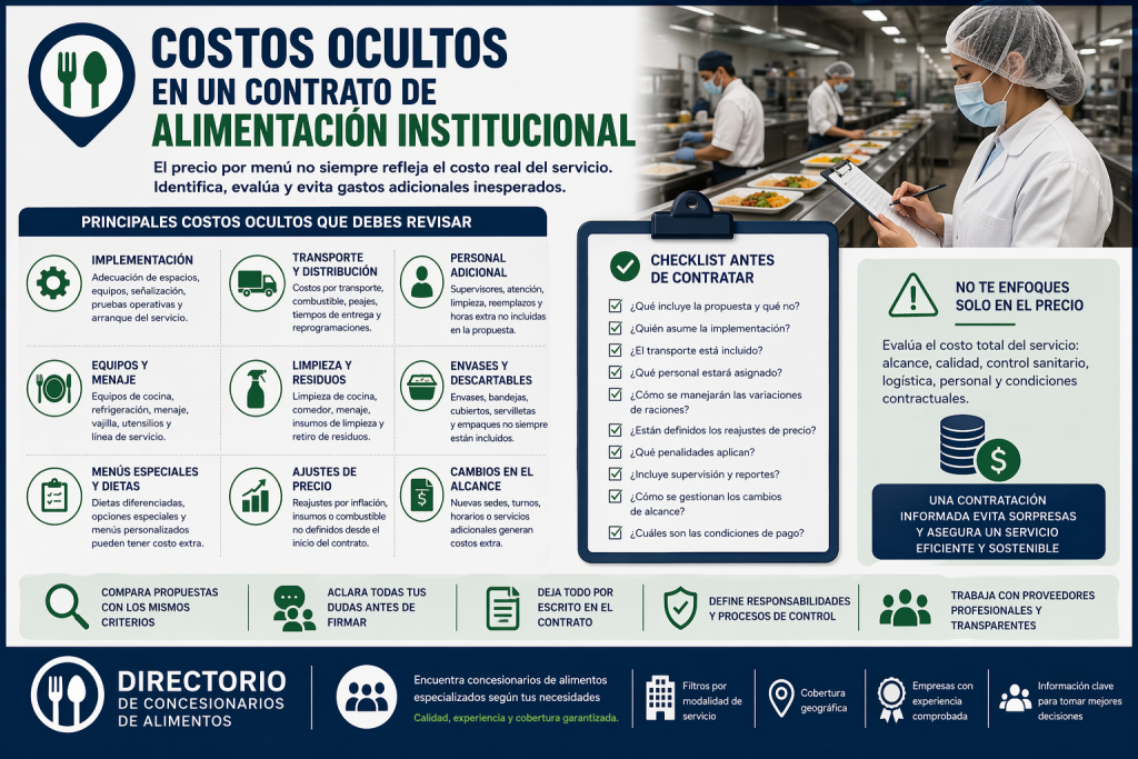 Costos ocultos en un contrato de alimentación institucional