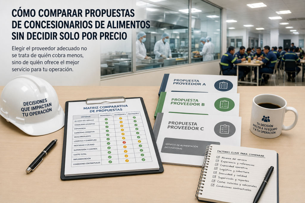 Cómo comparar propuestas de concesionarios de alimentos sin decidir solo por precio
